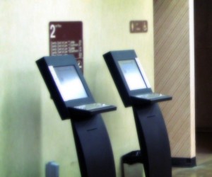 A pair of kiosks